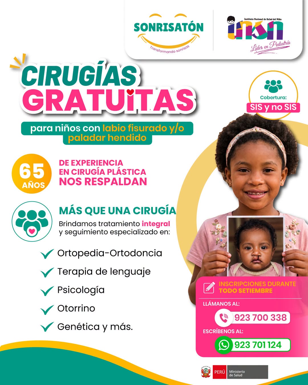 “Sonrisatón” en el INSN Breña: lanza CAMPAÑA GRATUITA DE CIRUGÍA de labio y paladar hendido para niños de todo el Perú con y sin SIS