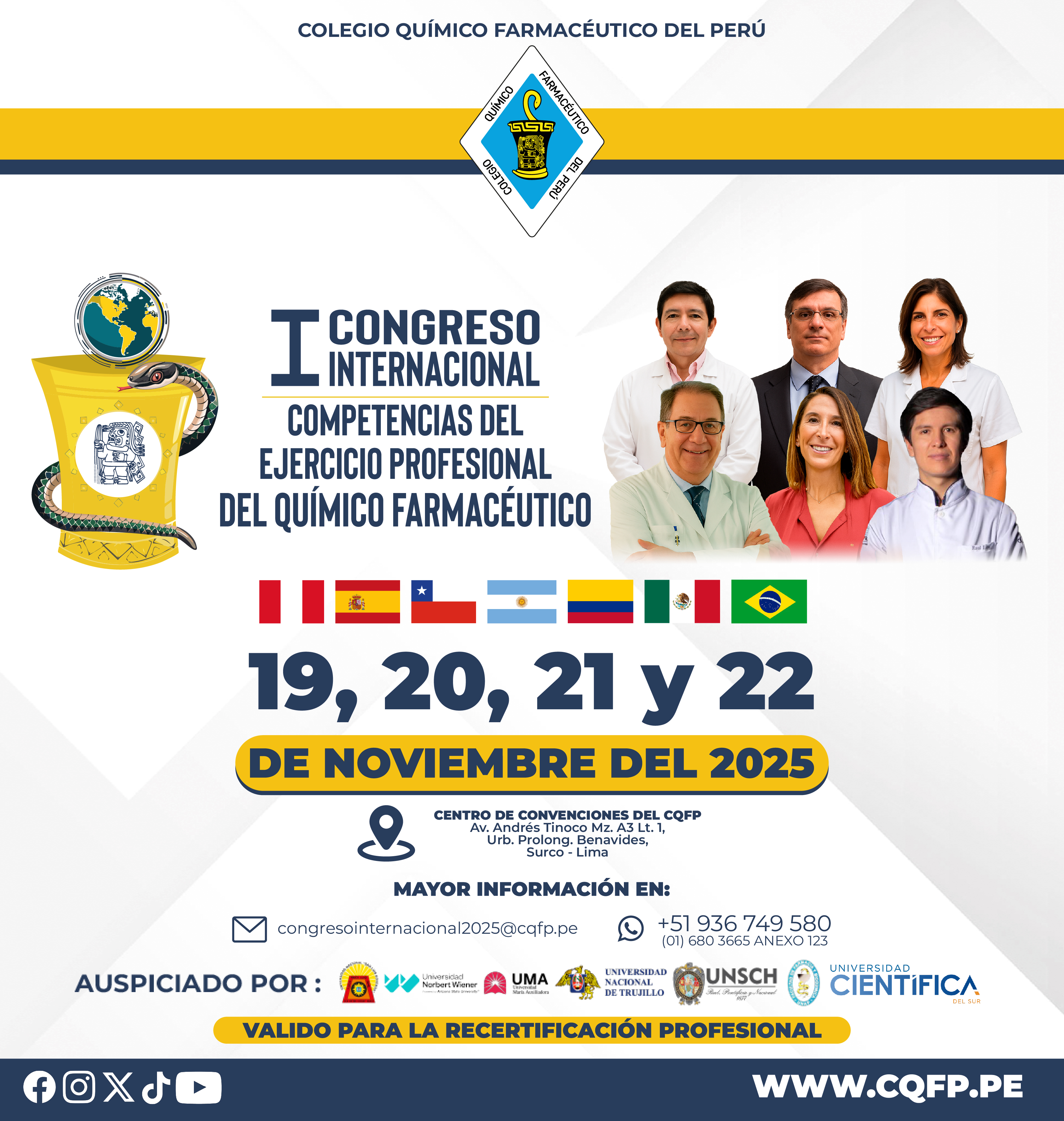 Eficiencia en el servicio para la salud pública e innovación serán los pilares del Congreso Internacional del Químico Farmacéutico