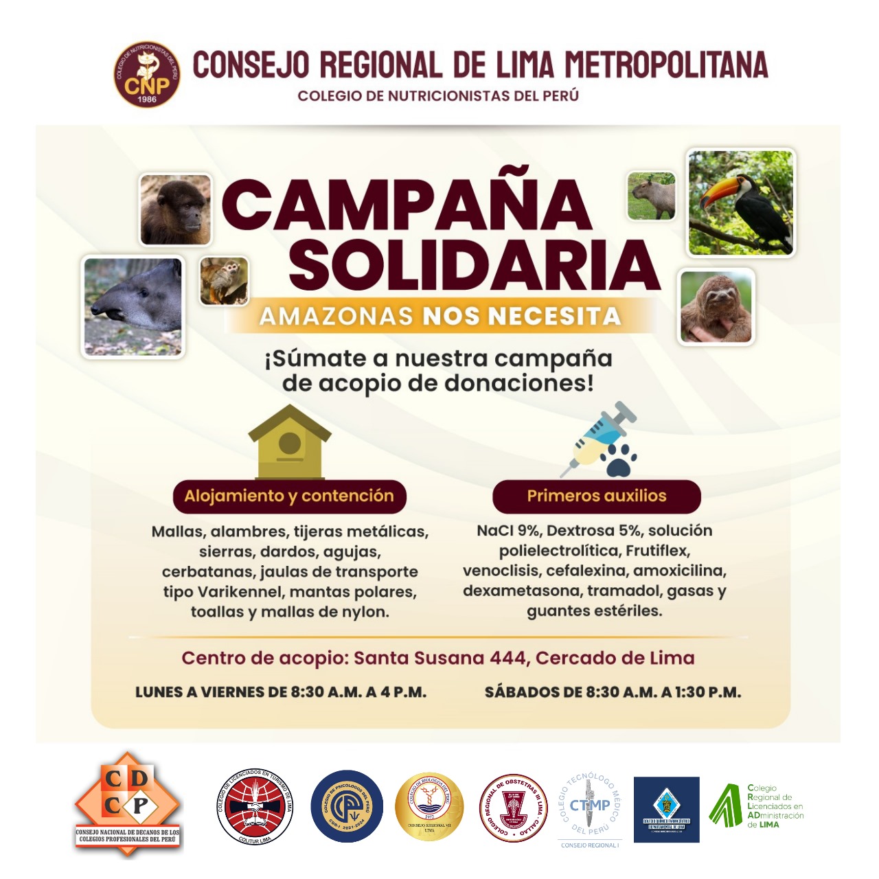 CONSEJO REGIONAL DE DECANOS DE LOS COLEGIOS PROFESIONALES DE LIMA SE UNE A LA CAMPAÑA DE AYUDA A LA AMAZONÍA POR LOS INCENDIOS FORESTALES.